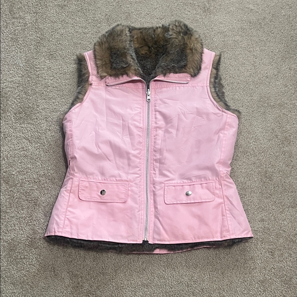 Harold's Pink Faux Fur-Lined Reversible Vest